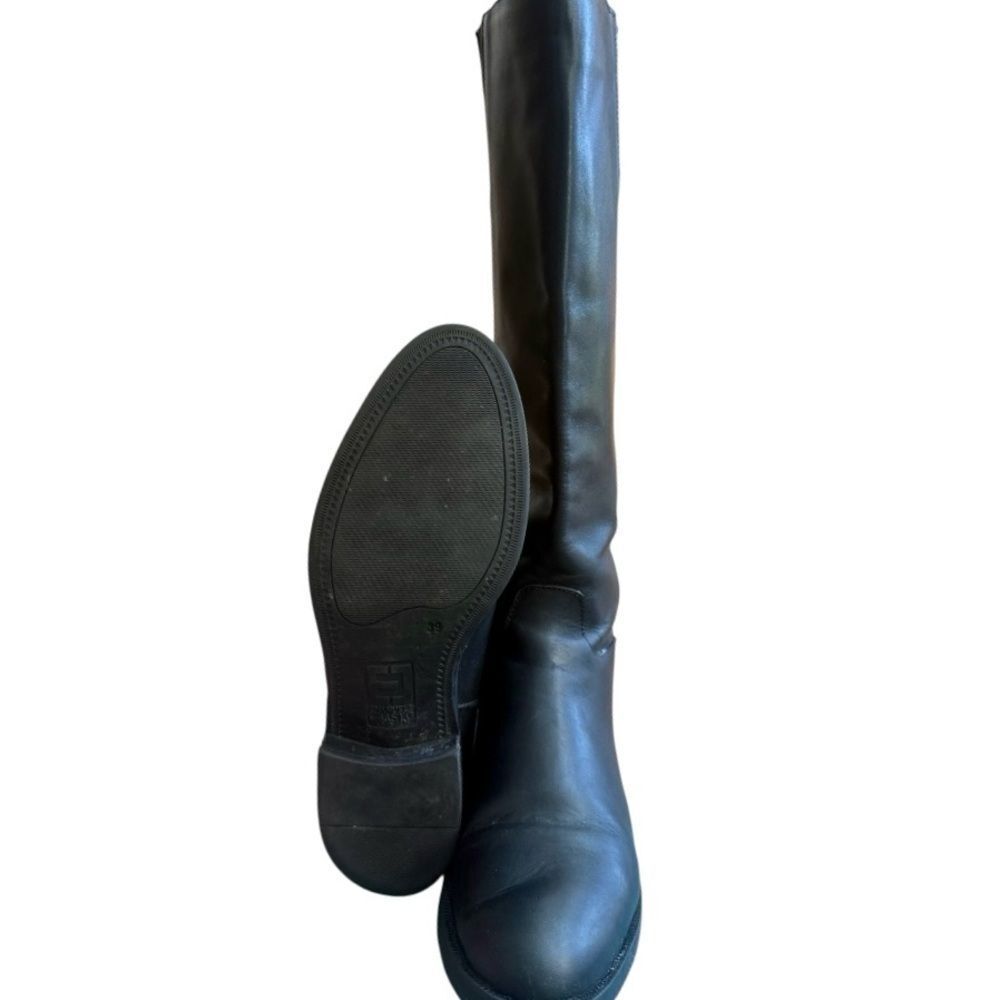 Emanuele Crasto Tall Black Leather Riding Boots Made in Italy EU 39 US 8 - Picture 6 of 10